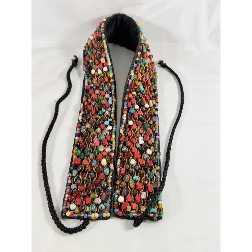 Indian Beaded Cotton Belt Belly Dance Costume Multi Color Stone Seed Bead